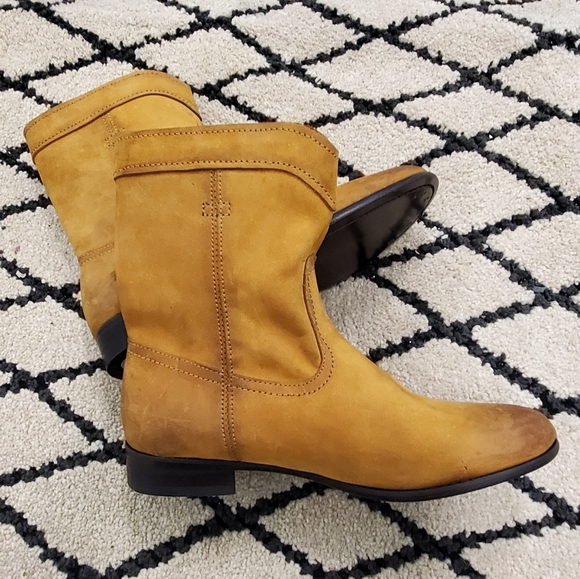 3x Frye Cognac Cara Roper Mid Calf Leather Boots - Picture 4 of 5